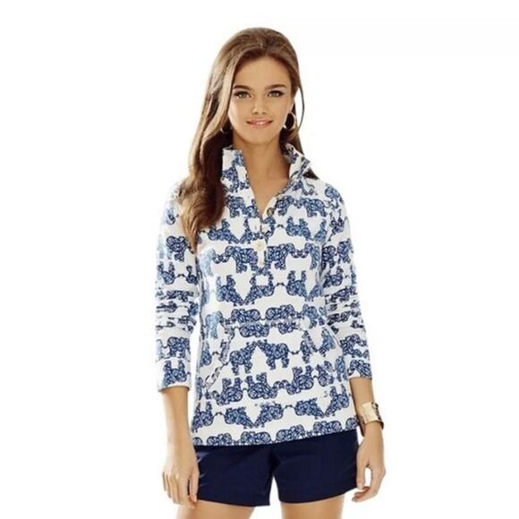Lilly Pulitzer Elephant Print Pack Your Trunk Captain Popover - Picture 2 of 12